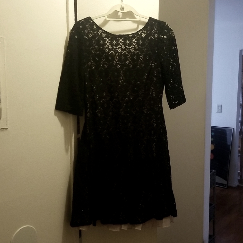 Betsey Johnson lace overlay dress, black, size 8